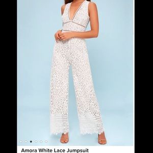 White Lace Jumpsuit Lulus Amora - SOLD OUT